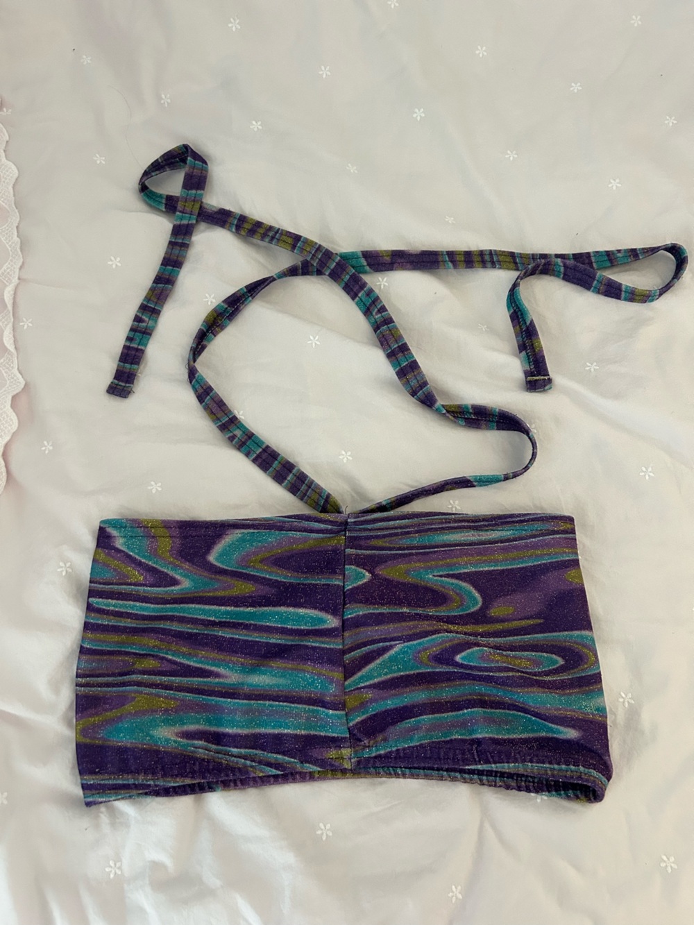 Vintage Disco Purple Swirl Halter Bandeau Top